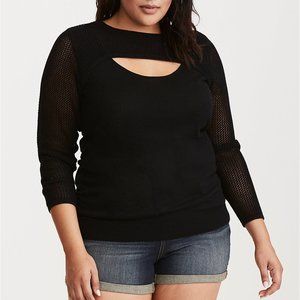 Black Stitch Open Neck Long Sleeve Torrid Size 0